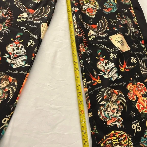Ed Hardy Flashboard Track Pants Sz L Wide Leg Embroidered tattoo NWT Women. - Picture 6 of 11